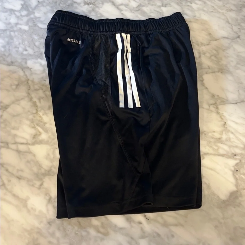 Adidas Men's Black and White Athletic Shorts